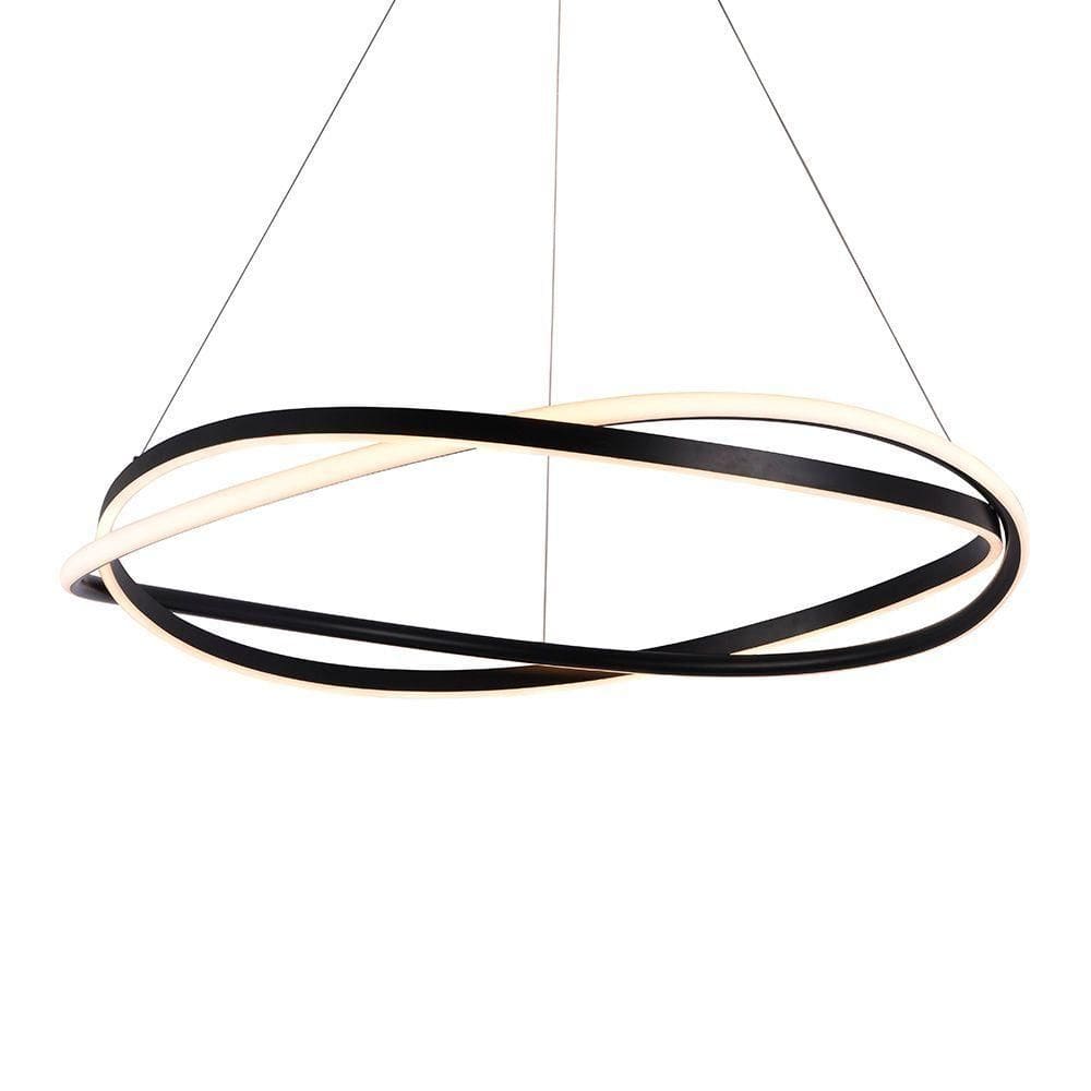 Lustre Pendente Nordecor Euni Odi 2875 80cm Preto Led Bivolt