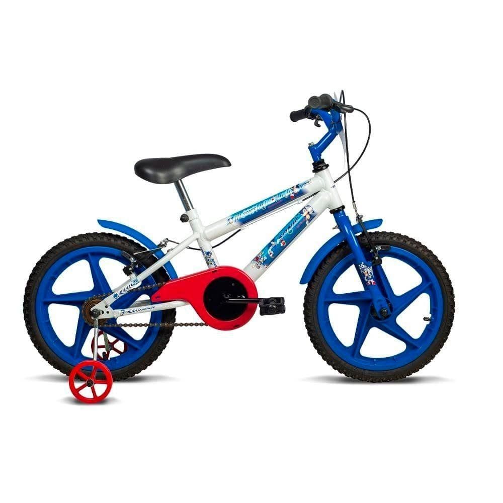 Bicicleta Infantil Sonic Aro 16 Branco Com Azul Verden