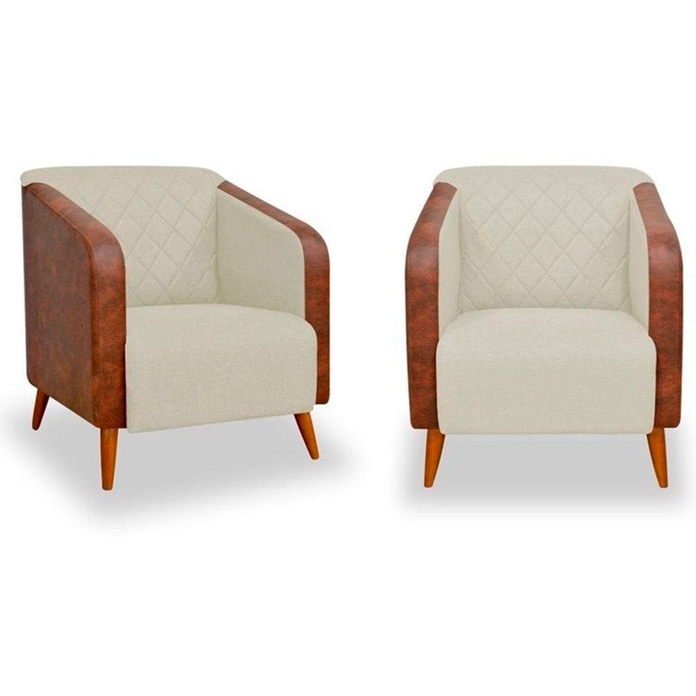 Kit 02 Poltronas Cadeira Decorativa Sala Estar Silmara Compose - Montanaris Decor