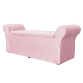 Calçadeira Báu Cancun 1,40 cm Suede Rosa - Montanaris Decor