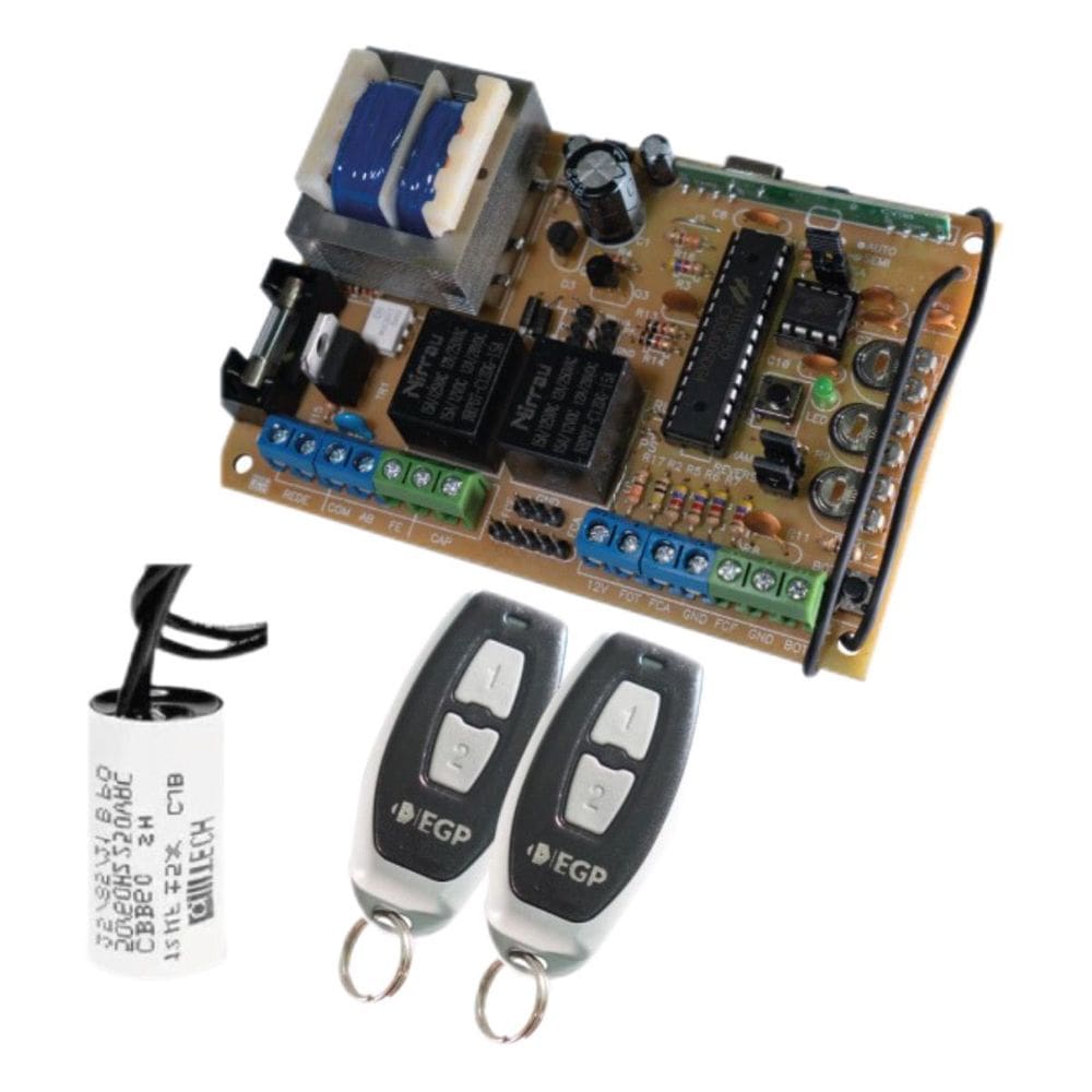 Kit Central Nb76 e Capacitor 12uf com 2 Controles Configuarados para Portão Automático