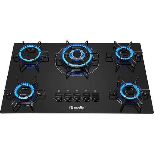 Cooktop a Gás Mueller 5 Bocas Tripla Chama Preto MCG135BG1 – Bivolt - Bivolt