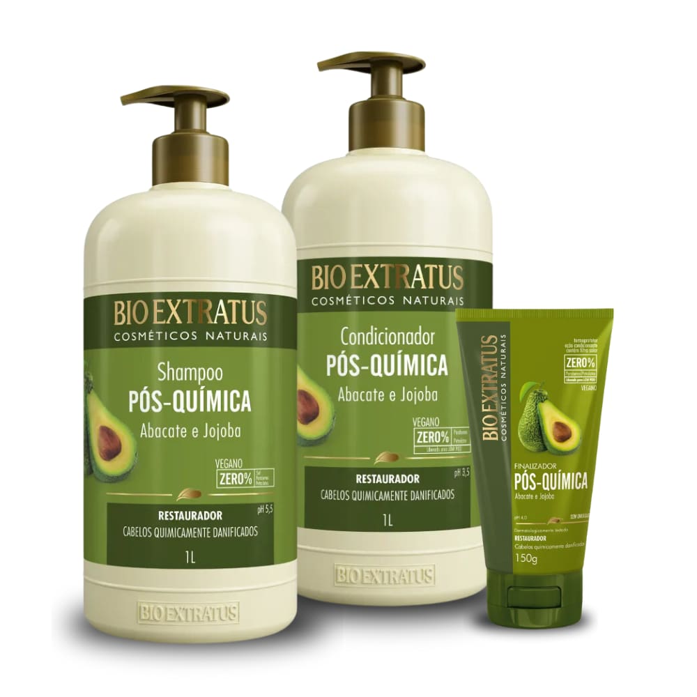 Kit Bio Extratus Pós Quimica Shampoo Condicionador 1L Finalizador
