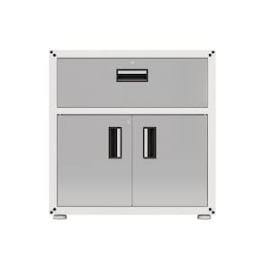 Balcão 2 Portas 1 Gaveta Branco e Cinza ITBE For Home
