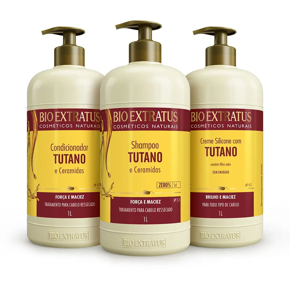 Kit Tutano Bio Extratus (1L) Shampoo, Condicionador e Creme de Silicone