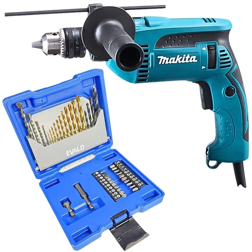 Furadeira de Impacto 1/2 POL 760W MAKITA e Estojo 41 Peças Brocas e Pontas EVALD