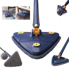 Mop Giratório Esfregão Triangular 2 Refil Limpeza Azul