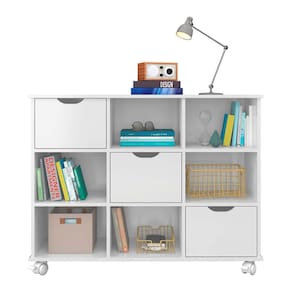 Nicho Organizador Branco com 3 Gavetas Branco e Rodízios - Qmovi