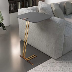 Mesa de Apoio para Sofá Concreto com Base em Metal Cinza