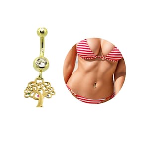 Piercing Umbigo Aço Cirúrgico Pingente Arvore Da Vida