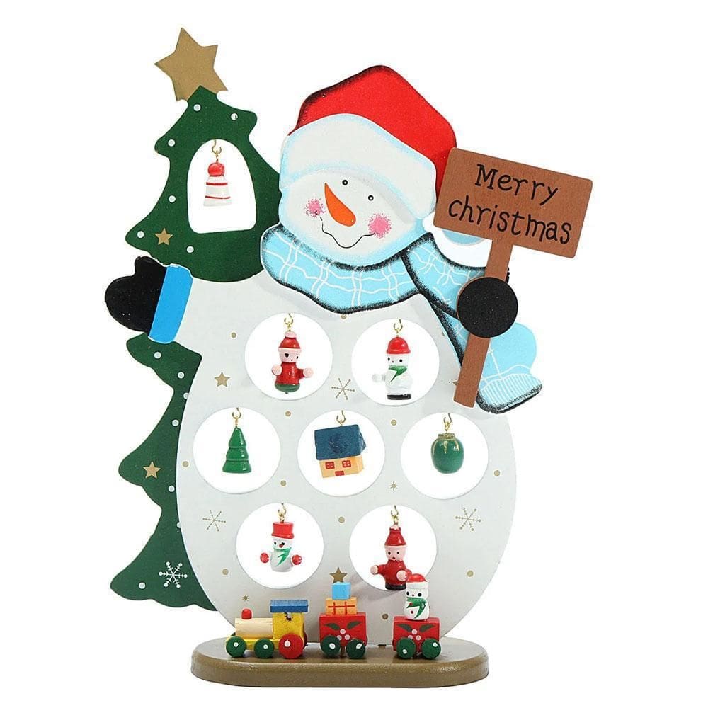 Enfeite Decorativo Natalino Boneco De Neve Madeira 26Cm