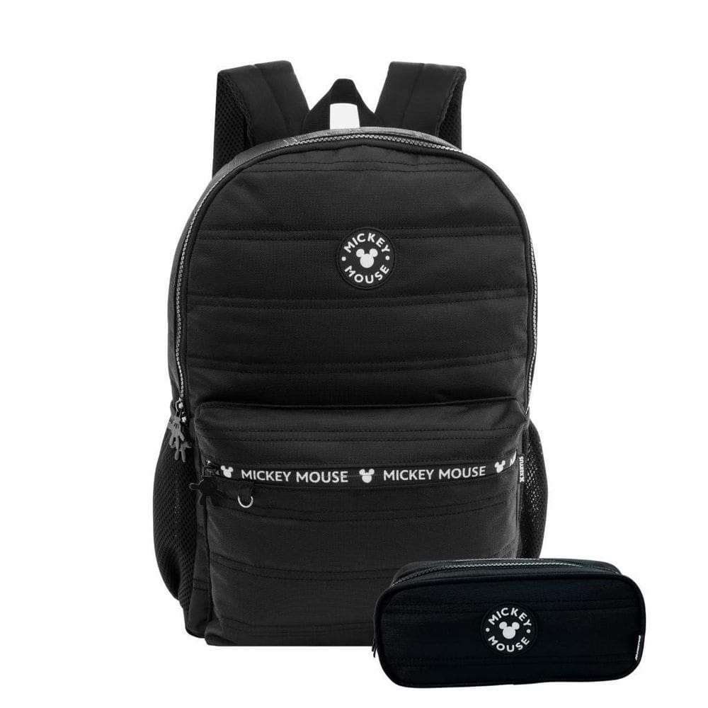 Kit Mochila Costas Mickey Mouse Escolar Estojo Duplo Juvenil