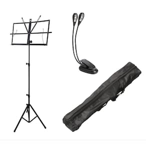 Pedestal Suporte Estante Partitura C/Bag,Luminária 4 Leds