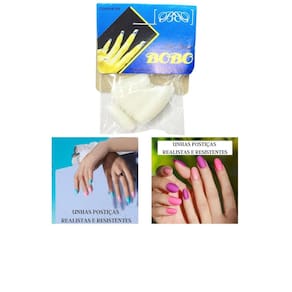 Kit 24 Unhas Postiças Realista Bobo Branca Quadrada Premium