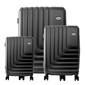 Conjunto de Malas de Viagem Expansível em Abs Ika Flex, Cadeado Tsa Rodas Duplas 3pcs- Preta, P/m/g