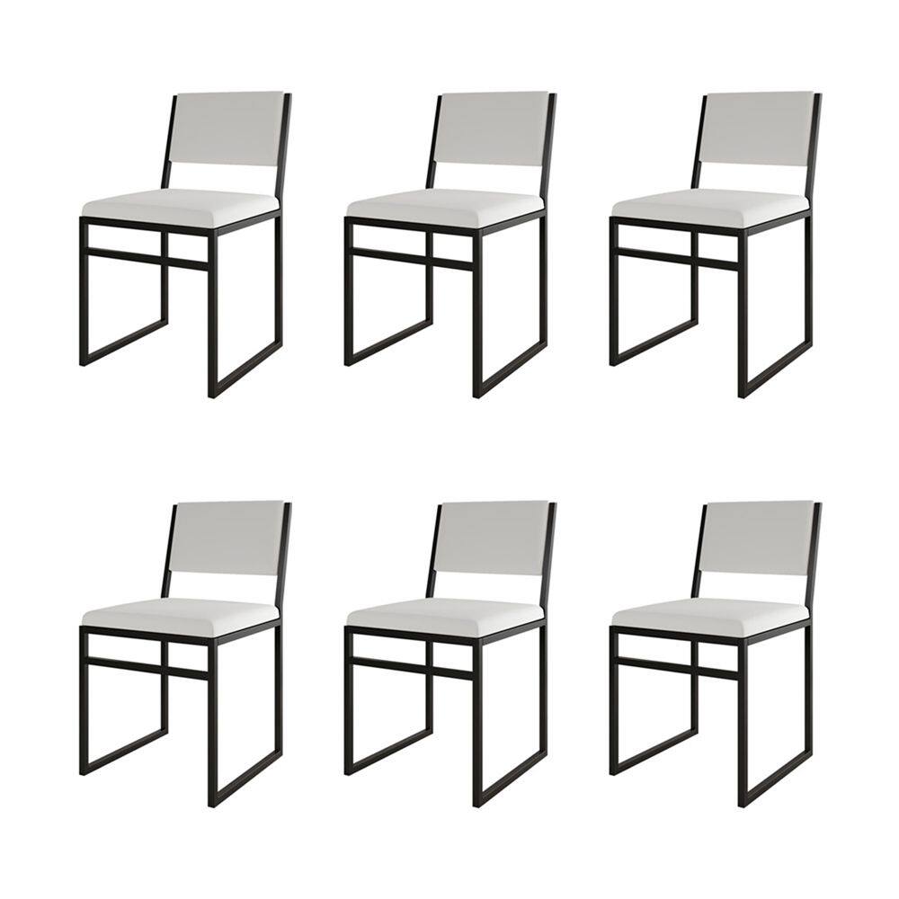 Kit 6 Cadeiras De Jantar Industrial Isa Assento Corino Branco