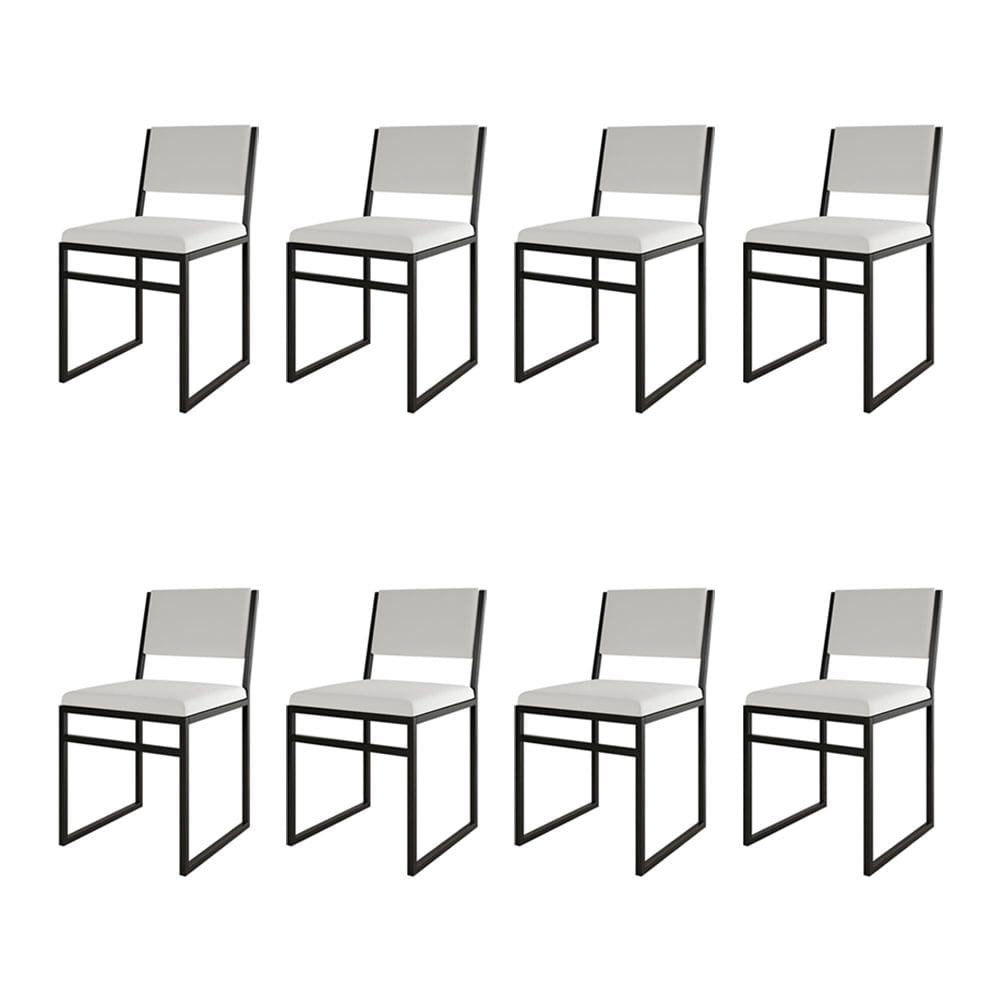 Kit 8 Cadeiras De Jantar Industrial Isa Assento Corino Branco