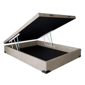 Base para Cama Box Casal Martin Premium com Baú Suede (45x138x188) Bege