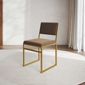 Cadeira De Jantar Industrial Isa Assento Veludo Marrom Base Dourado