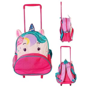 Mochila Escolar Infantil Com Rodinhas Unicórnio Roxo