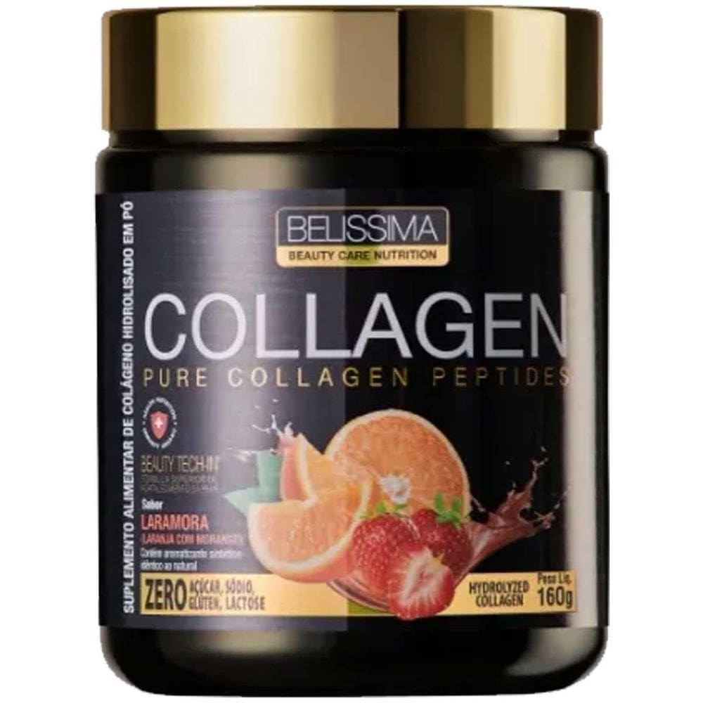 Colágeno Hidrolisado Peptídeos Puro 160G Laranja Com Morango