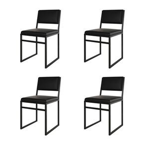 Kit 4 Cadeiras De Jantar Industrial Isa Assento Corino Preto