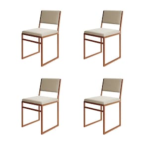 Kit 4 Cadeiras De Jantar Industrial Isa Assento Veludo Bege Base Cobre