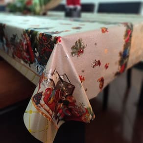 Toalha de Mesa Retangular 140x220 Natal Papai Noel Plastico PVC