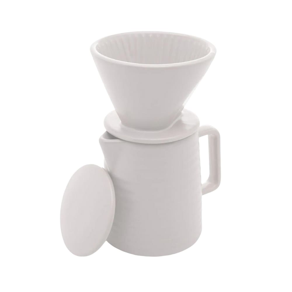 Bule Em Cerâmica Com Suporte Para Filtro E Tampa 600ml Wolff Branco