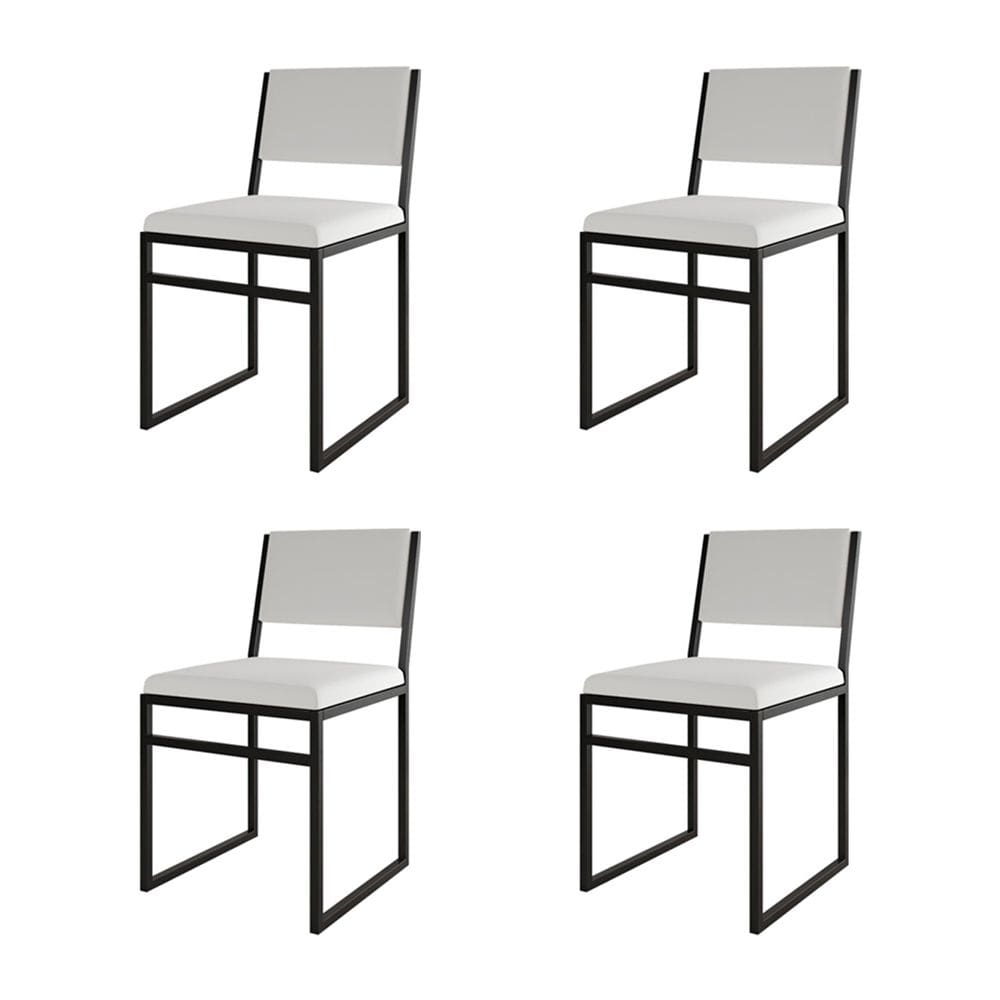 Kit 4 Cadeiras De Jantar Industrial Isa Assento Corino Branco