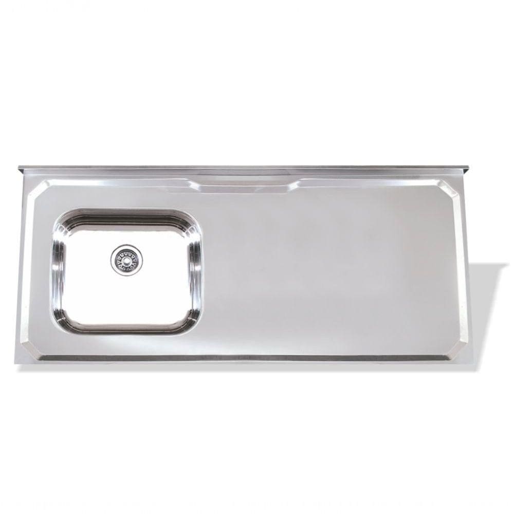 Pia De Inox 1,50 X 0,53 Lisa Com Cuba Deslocada Para Esquerda