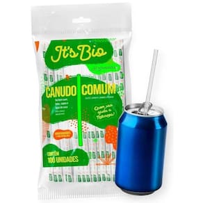 Canudo Bebidas, Sucos E Refri It`S Bio Biodegradável 100Un