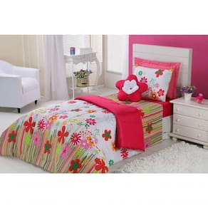 Edredom Estampado Infantil Kids Solteiro 01 Peça - Garden Pink