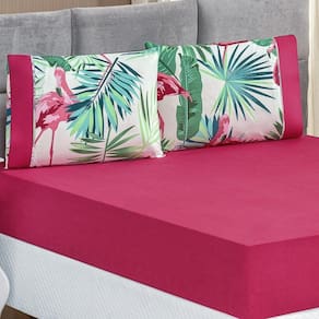 Jogo De Cama Micropercal 200 Fios Naturale Solteiro 02 Peças Flamingo