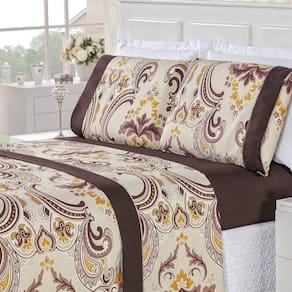 Jogo De Cama Estampado Micropercal 200 Fios Naturale Solteiro 03 Peças - Dhalia