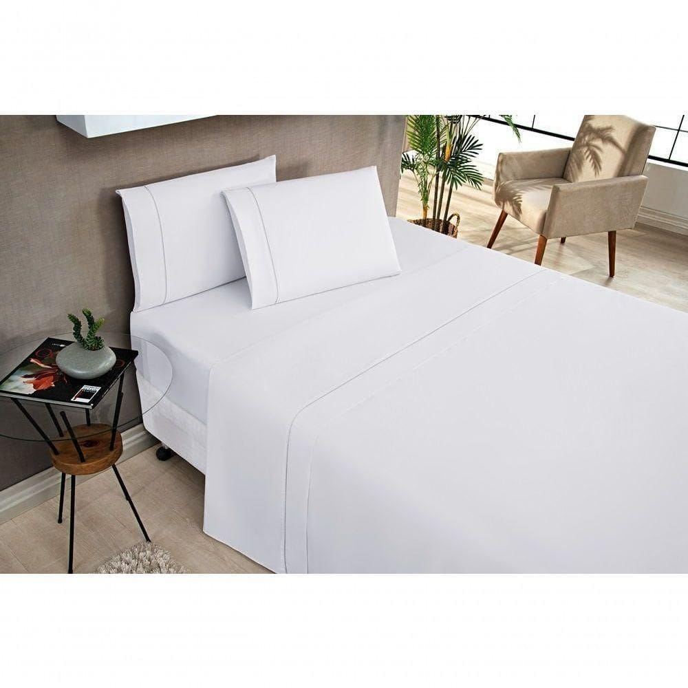 Jogo De Cama Casal Elegance 180 Fios 04 Peças Branco