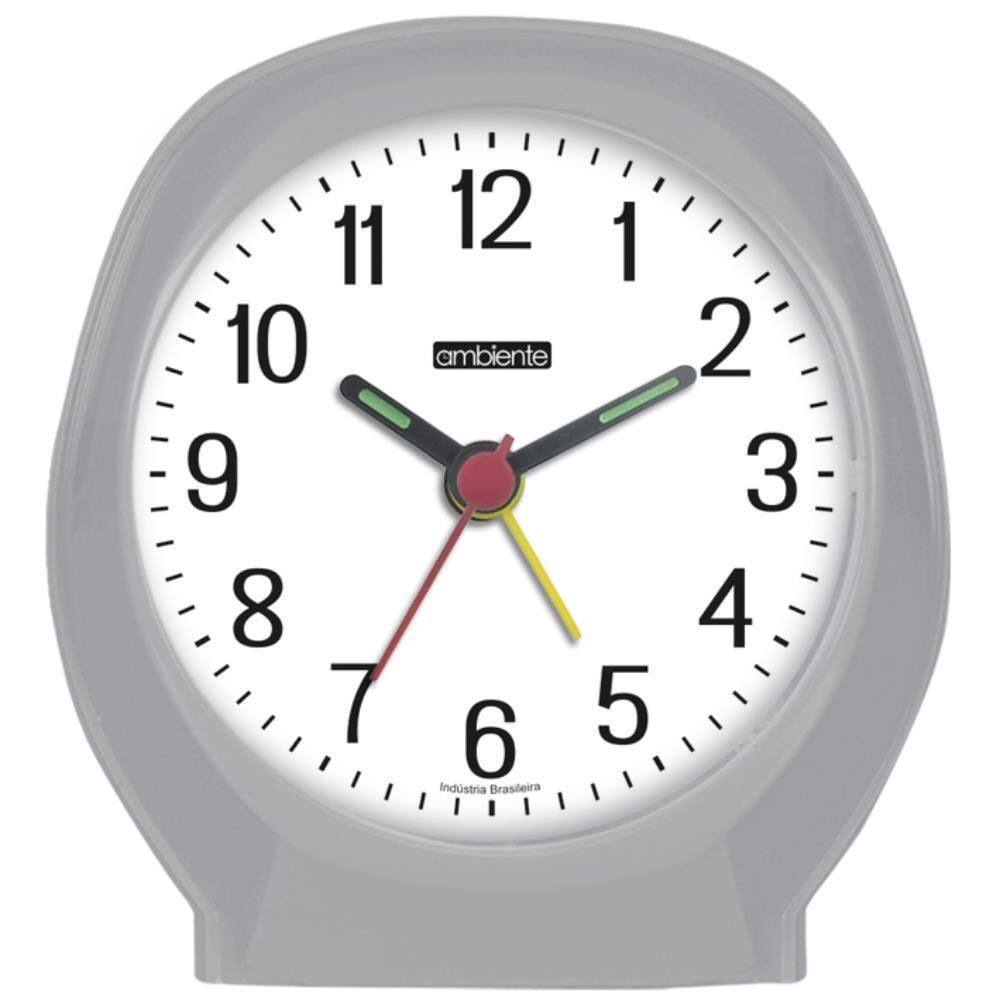 Despertador Quartz Ambiente Ref: 1604-024 Cinza Redondo