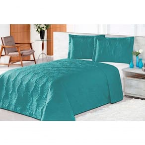 Cobre Leito Pratic Rosas Queen 3 Pecas - Azul Sky