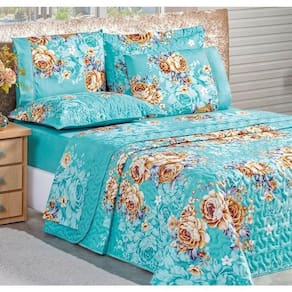Cobre Leito Estampado Micropercal 200 Fios Naturale Super King 03 Peças - Jasmine