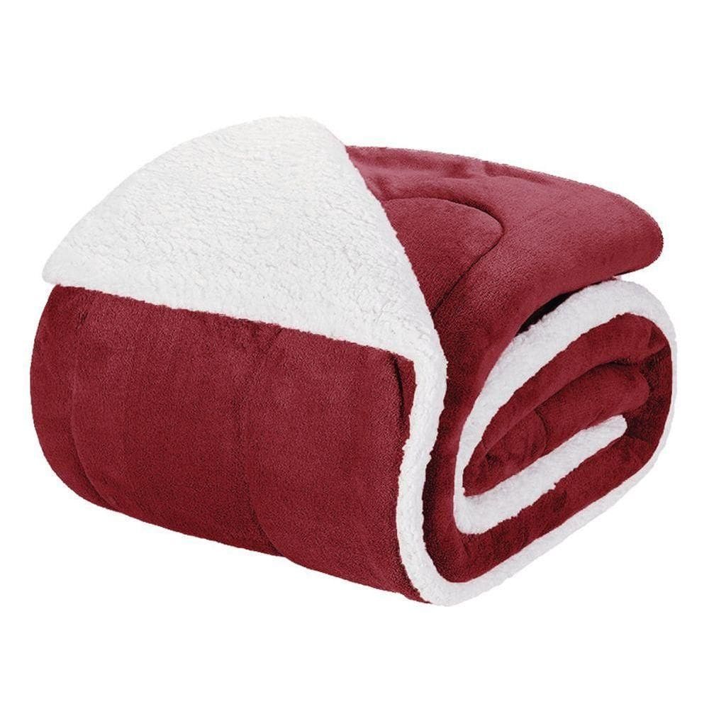 Edredom Solteiro Coberdrom Noruega Sherpa/mantinha 1 Peça - Vinho