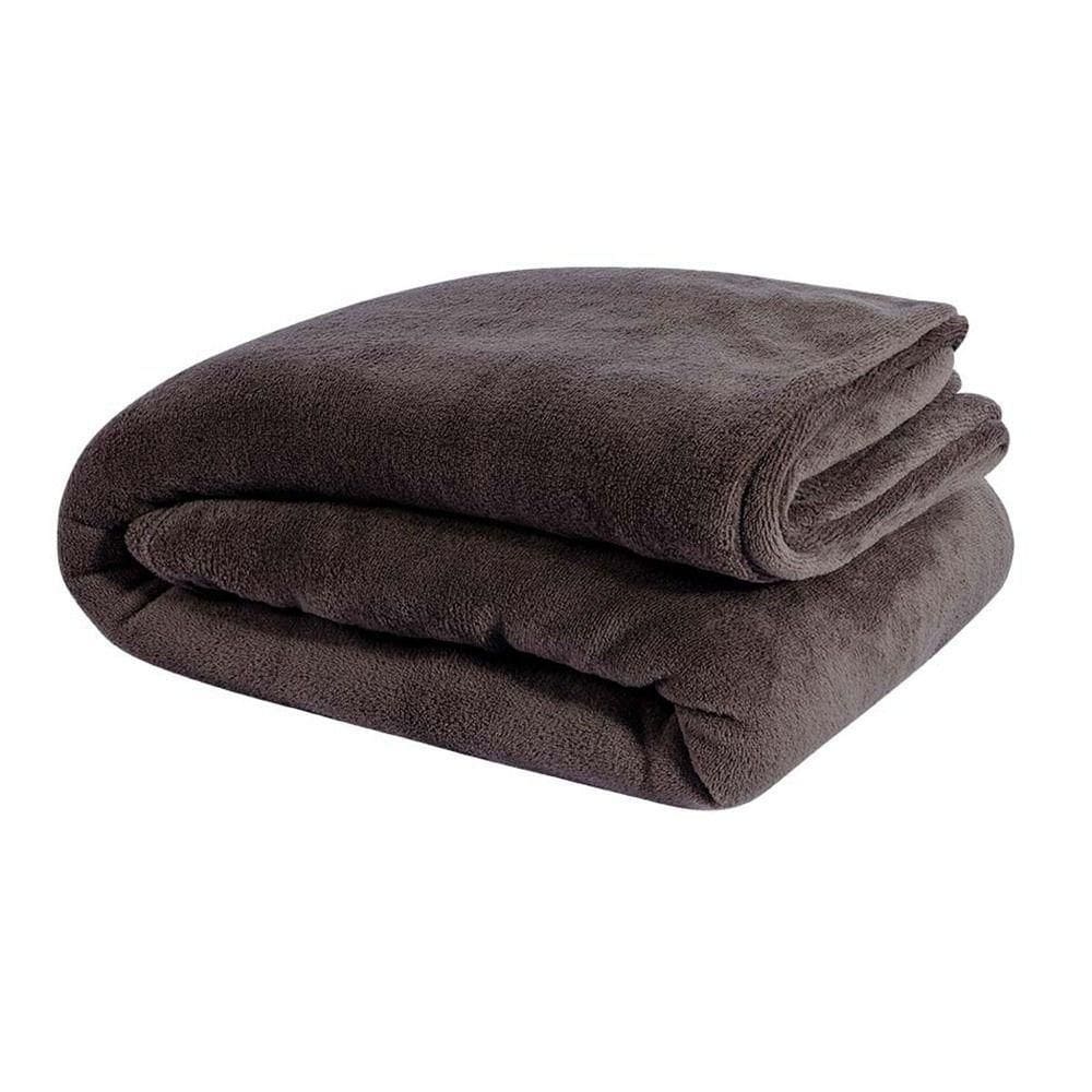 Manta Casal Padrão Soft Fleece Lisa 1 Peça - Tabaco