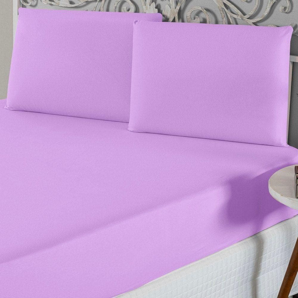 Jogo De Lençol King Malha 100% Algodão 3 Peças Cor Lilás