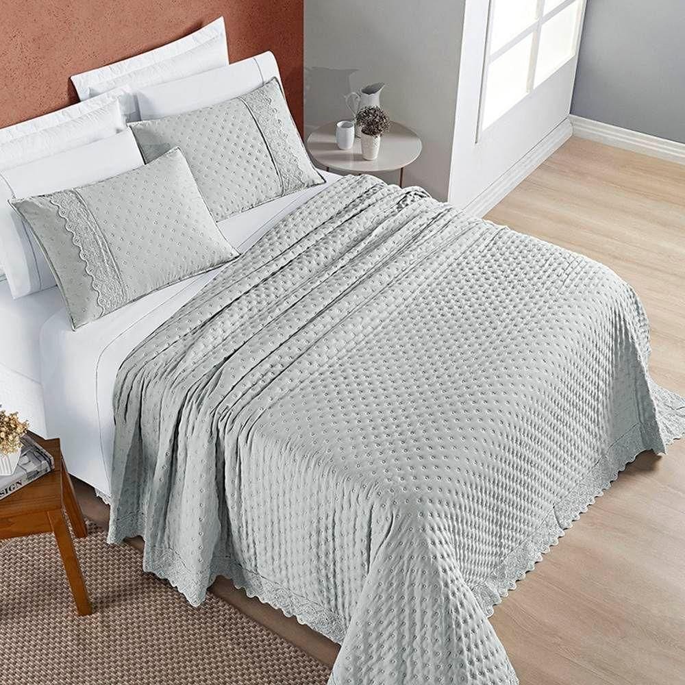 Cobre Leito King Nobless 200 Fios 3 Peças - Cinza Geada