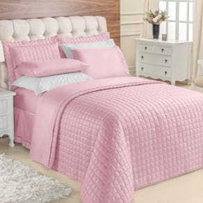 Kit Top Line Cobre Leito Queen 180 Fios + Jogo De Lençol - 7 Peças Rose