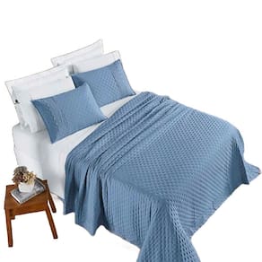 Kit Cobre Leito Colcha Nobre King 3 Peças Micropercal 200 Fios Matelado - Azul Serenity