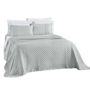 Kit Cobre Leito Colcha Nobre Casal Padrão 3 Peças Micropercal 200 Fios Matelado - Cinza Geada