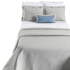 Kit Cobre Leito Colcha Quality King 3 Peças Percale 200 Fios Bordado - Cinza