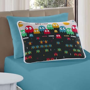 Jogo De Lençol Alegria Solteiro 2 Peças Infantil Estampado Malha 100% Algodão - Video Game