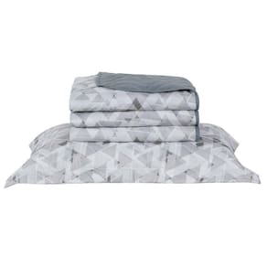 Cobre Leito Solteiro Colori Dupla Face 200 Fios Estampado 2 Peças - Alpini Grafite