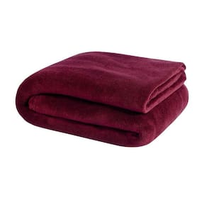 Manta Casal Padrão Soft Fleece Lisa 1 Peça - Vinho